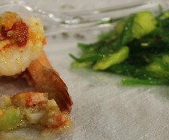 Lobster Stuffed Jumbo Prawn with Pineapple Seaweed Salad